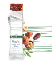 Load image into Gallery viewer, Calm Green+ Dates, Nuts, Sage &amp; myAir&#39;s adaptogens formulations.
